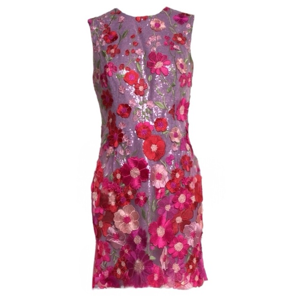 HELSI Miranda 3D Floral Applique Sequin Sleeveless Shift Mini Dress Medium NEW - Picture 5 of 9